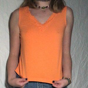 Faded Glory Orange Lace Tank Medium